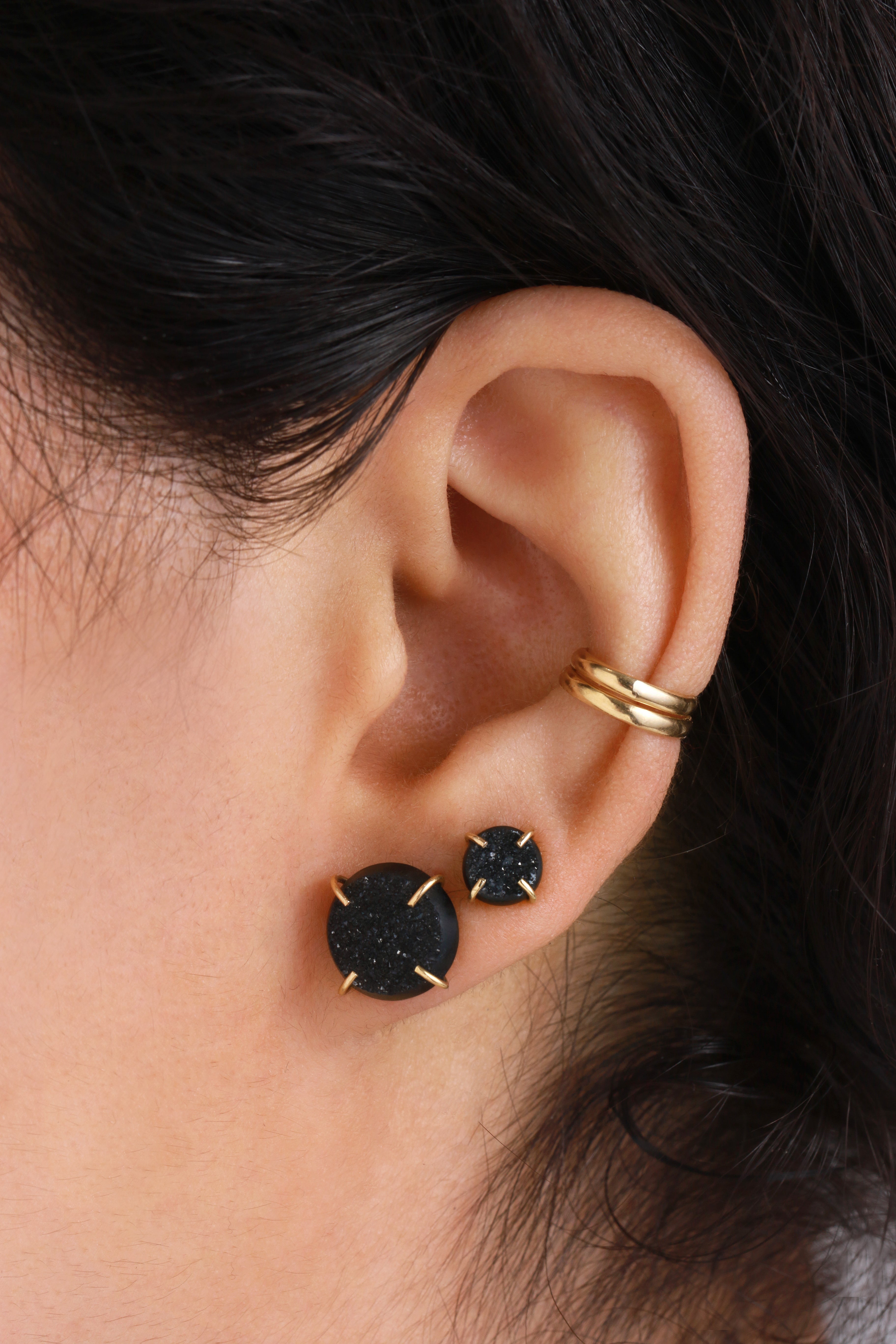 Large Black Druzy Agate Studs Earrings 756A6337_b8325a1e-a067-44b6-9f42-7536747ccff2