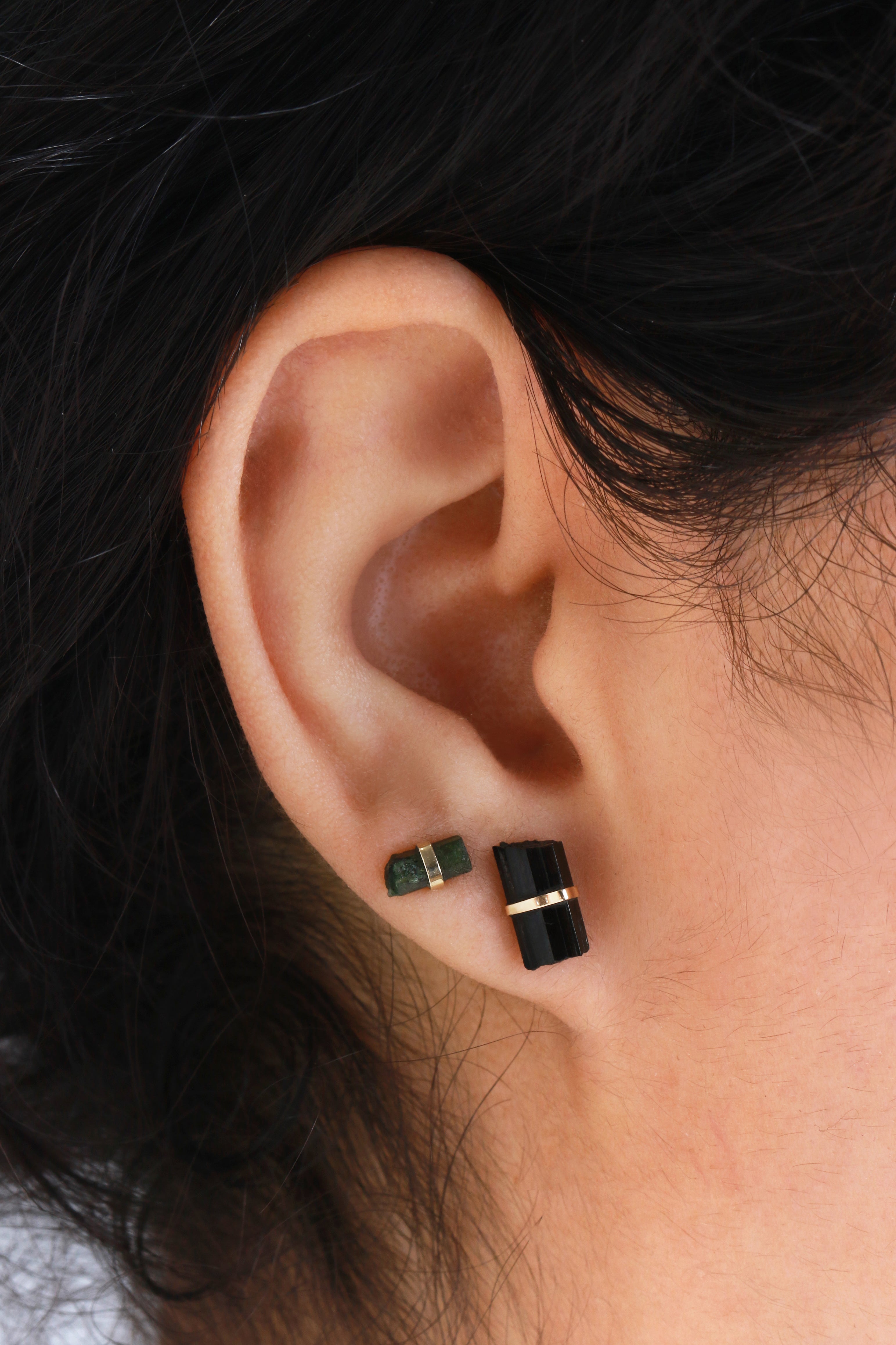 Black Tourmaline Stick Stud Earring (half pair) Earrings 756A6342