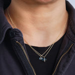 Micropave Bezel Wrapped Herkimer Cut Labradorite Pendant Necklace Necklace 756A6404