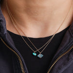 Large Micropave Bezel Wrapped Herkimer cut Aquamarine Necklace Necklaces 756A6409