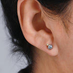 Baby Akoya Pearl and Diamond Stud Earrings by Shinkai EARRING 756A6435