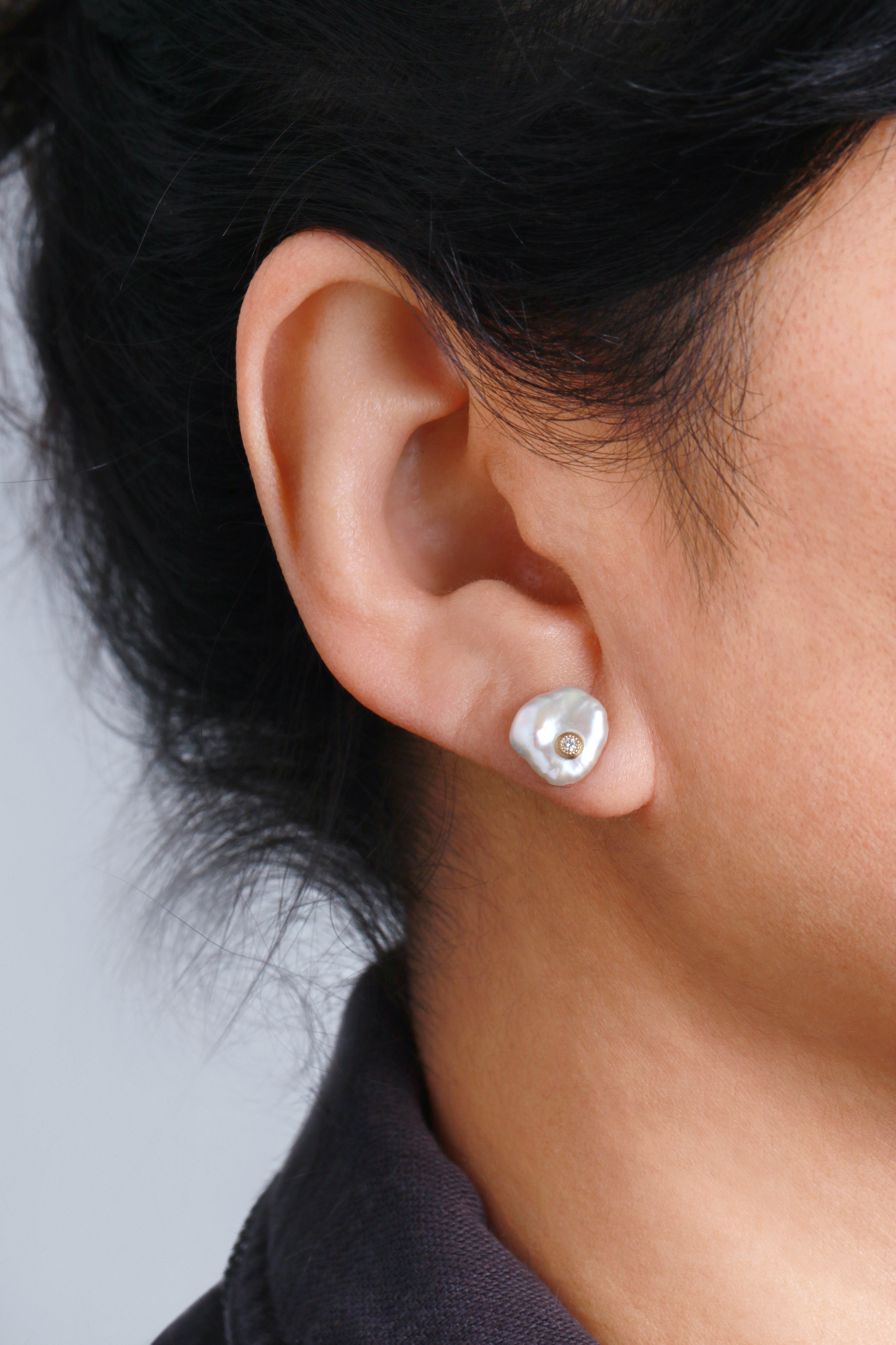 Petal Pearl Diamond Stud by Shinkai EARRING 756A6441