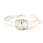 Sterling Silver Bezel Wrapped Emerald Cut Aquamarine Ring BFCM Stock Ring 756A6474