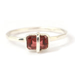 Sterling Silver Bezel Wrapped Emerald Cut Garnet Ring BFCM Stock Ring 756A6478_d830b507-3d41-4126-81c4-99bff13da3b8