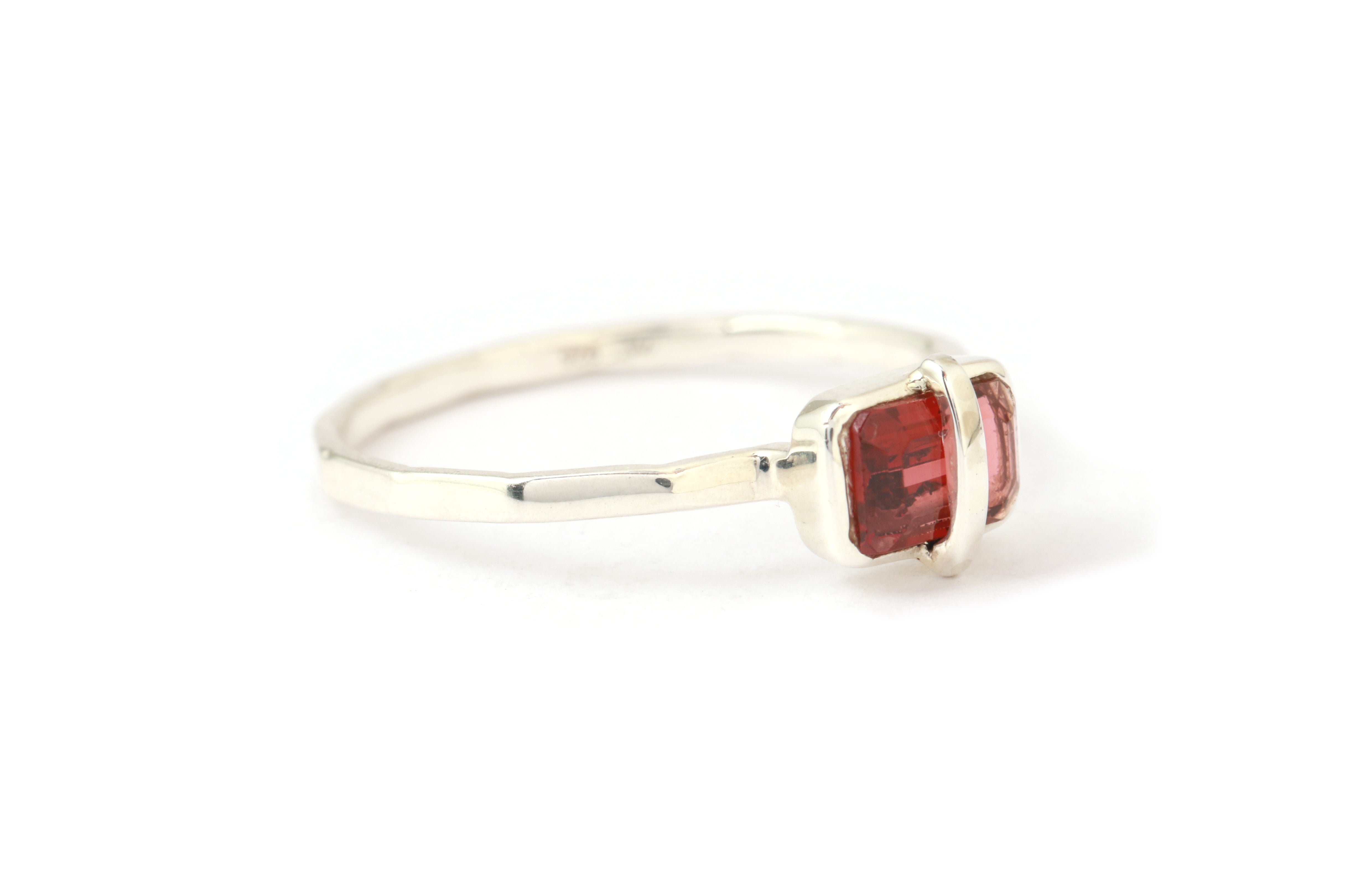 Sterling Silver Bezel Wrapped Emerald Cut Garnet Ring BFCM Stock Ring 756A6479_39b67d7f-0d41-4677-8331-93b83234607a