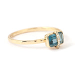 Micropave Bezel Wrapped Emerald Cut Blue Topaz Ring BFCM Stock Ring 756A6481