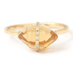 Micropave Bezel Wrapped Herkimer cut Citrine Ring BFCM Stock Ring 756A6486