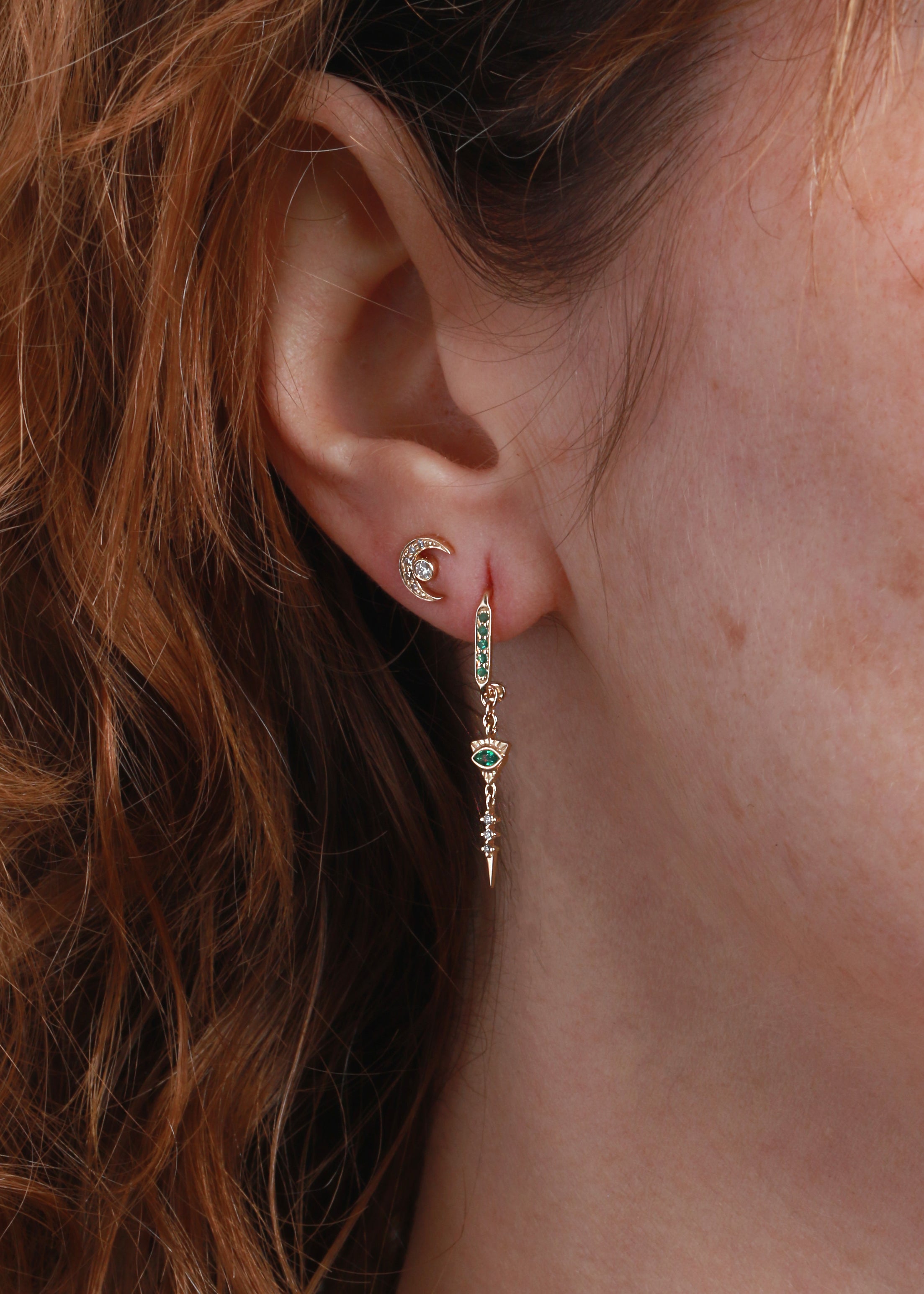 Emerald Eye Totem Drop Earrings by Celine Daoust 756A7277