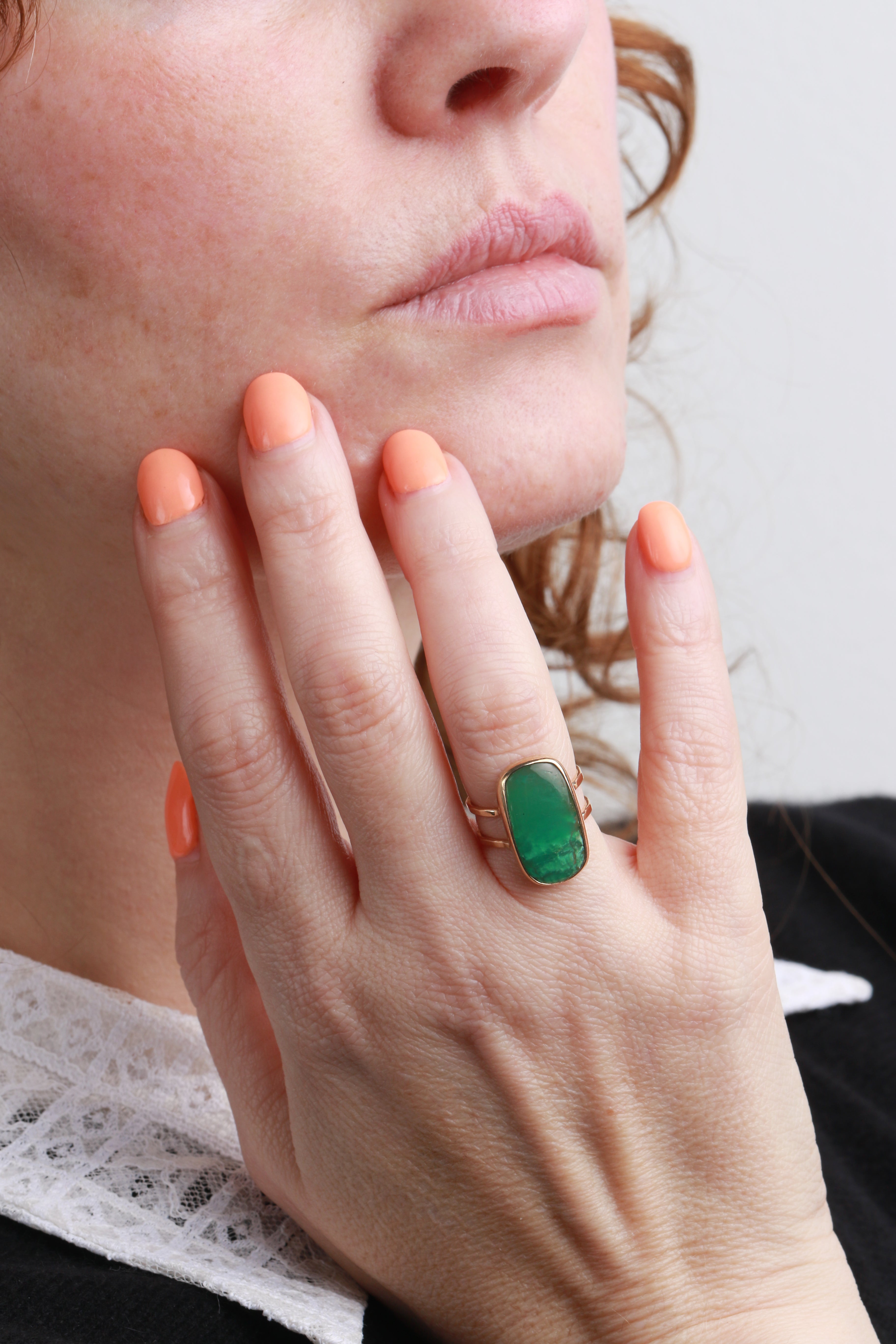 Double Band Chrysoprase Ring BFCM Stock Ring 756A7680