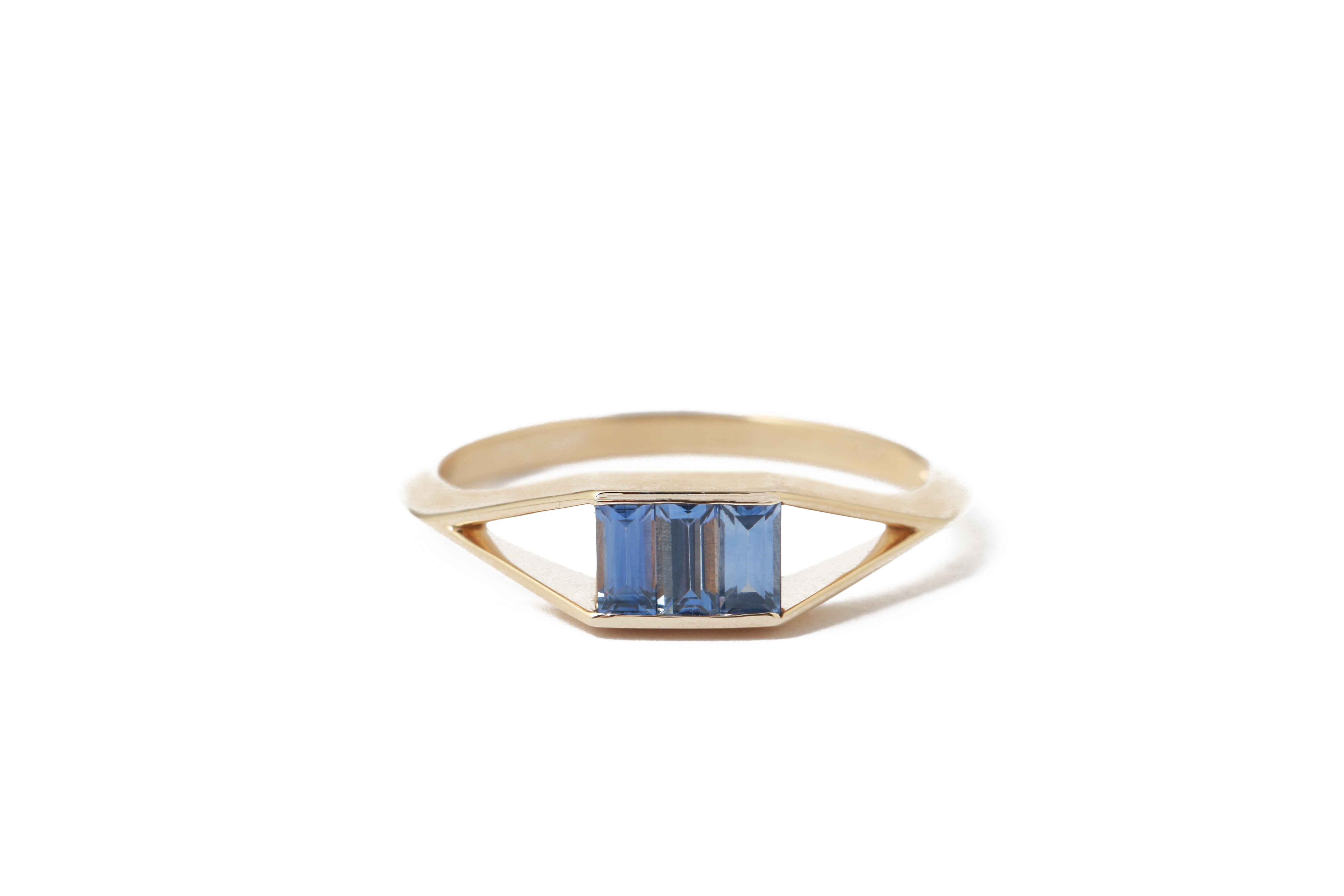 Blue Sapphire Frame Ring by WWAKE Stock Ring 756A7727