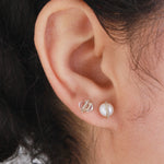 Micropave Bezel Wrapped Pearl Stud Earrings Earrings 756A8728