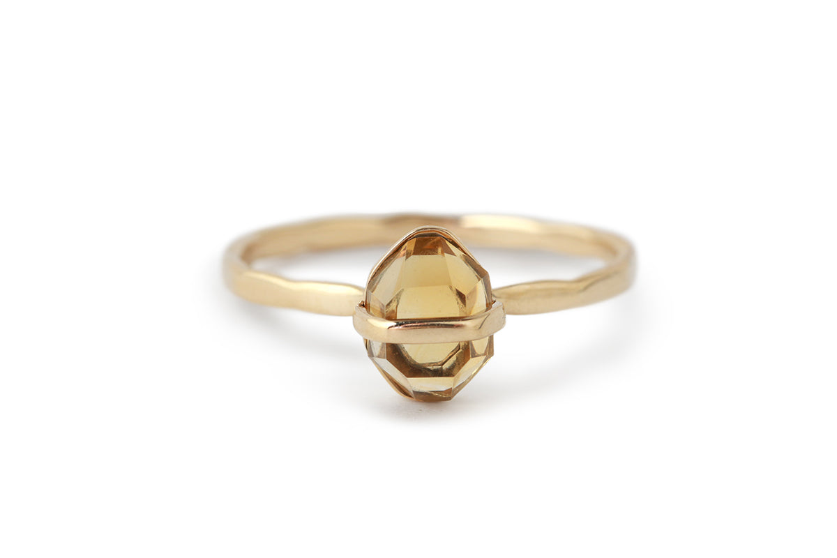 Small Herkimer cut Bezel Wrapped Ring Citrine Rings 756A8768