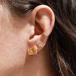 Large Herkimer cut Bezel Wrapped Citrine Stud Earrings Earrings 756A9081