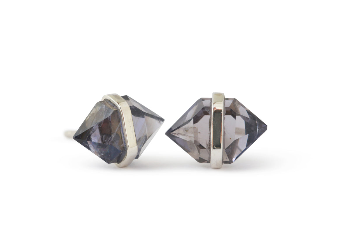 Large Herkimer cut Bezel Wrapped Iolite Stud Earrings Default Title Earrings 756A9157_91e57dbc-d101-4f29-a7c3-b36e3e871038