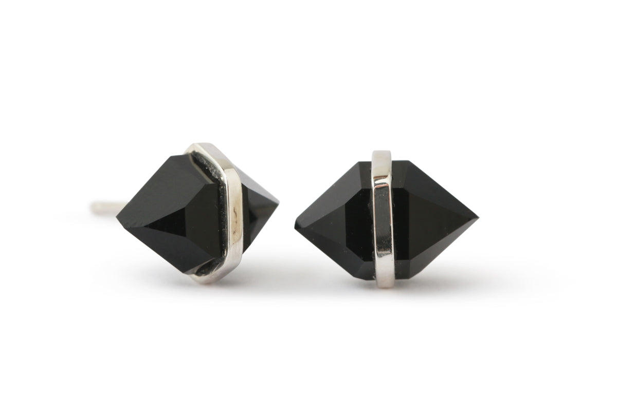 Large Herkimer cut Onyx Stud Earrings Silver Earrings 756A9159_75655c8c-9872-4514-a14c-fa273d237022