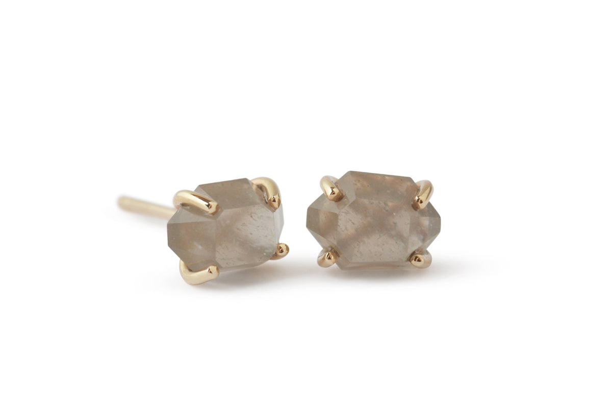 Small Prong set Herkimer cut Stud Earrings Labradorite Earrings 756A9164