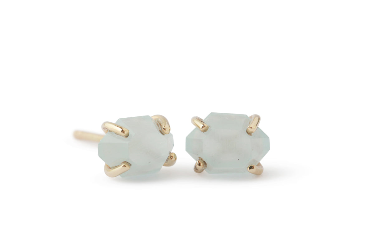 Small Prong set Herkimer cut Aquamarine Stud Earrings Default Title Earrings 756A9165_f8b74c5b-0daf-4355-b712-5da6c37b90a5