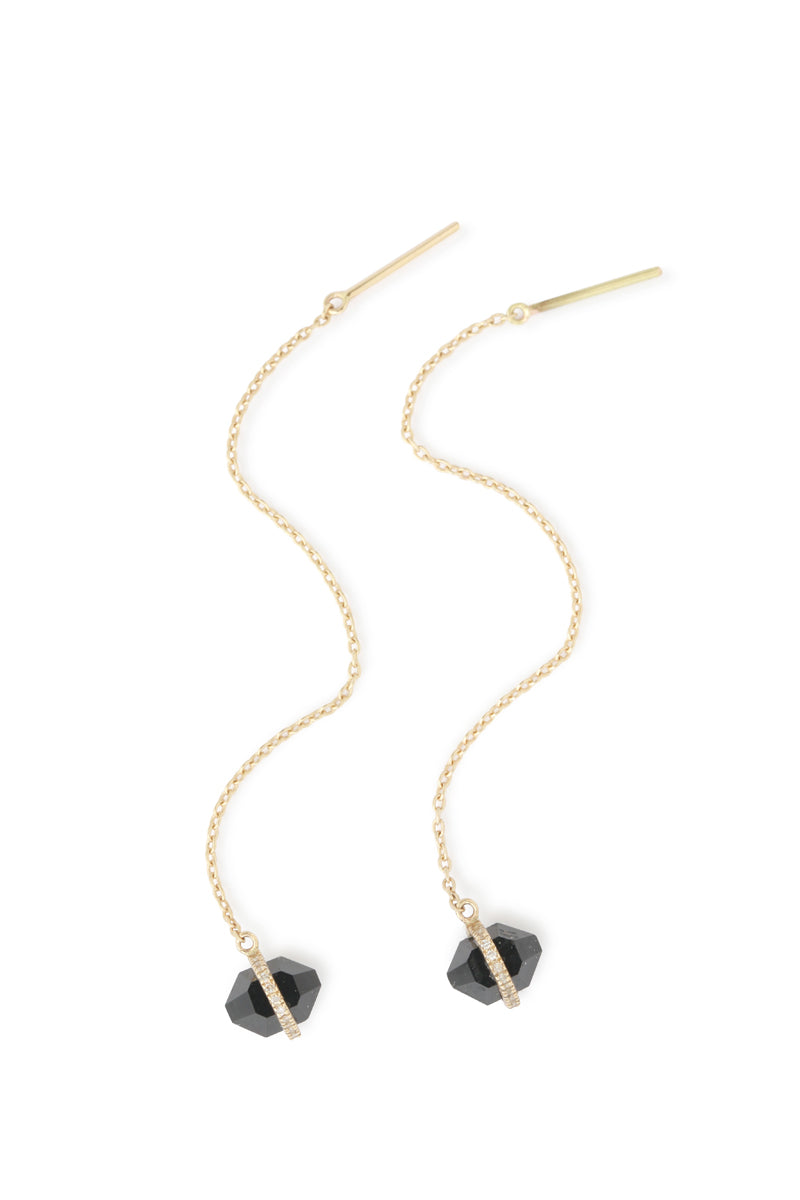 Small Mircopave Herkimer cut Bezel wrapped Pull through chain Earrings Earrings 756A9167