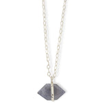 Large Bezel Wrapped Herkimer cut Iolite Necklace Silver Necklaces 756A9178_5419f18e-ac25-4217-a21f-edaa4e50dbf4