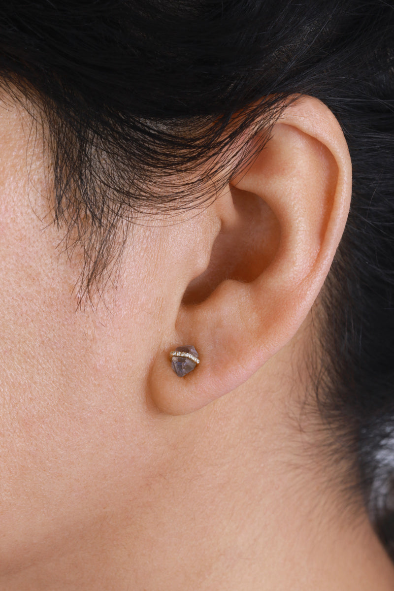 Small Micropave Bezel Wrapped Herkimer cut Stud Earrings Earrings 756A9201