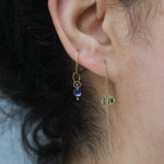 Small Herkimer cut Bezel wrapped Pull through chain Earrings Earrings 756A9283