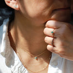 Small Micropave Bezel Wrapped Turquoise Charm Necklace Necklaces 756A9583_1