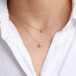 Small Micropave Bezel Wrapped Sapphire Necklace Necklaces 756A9634