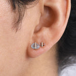 Small Micropave Bezel Wrapped freeform Stud Earrings Earrings 756A9641