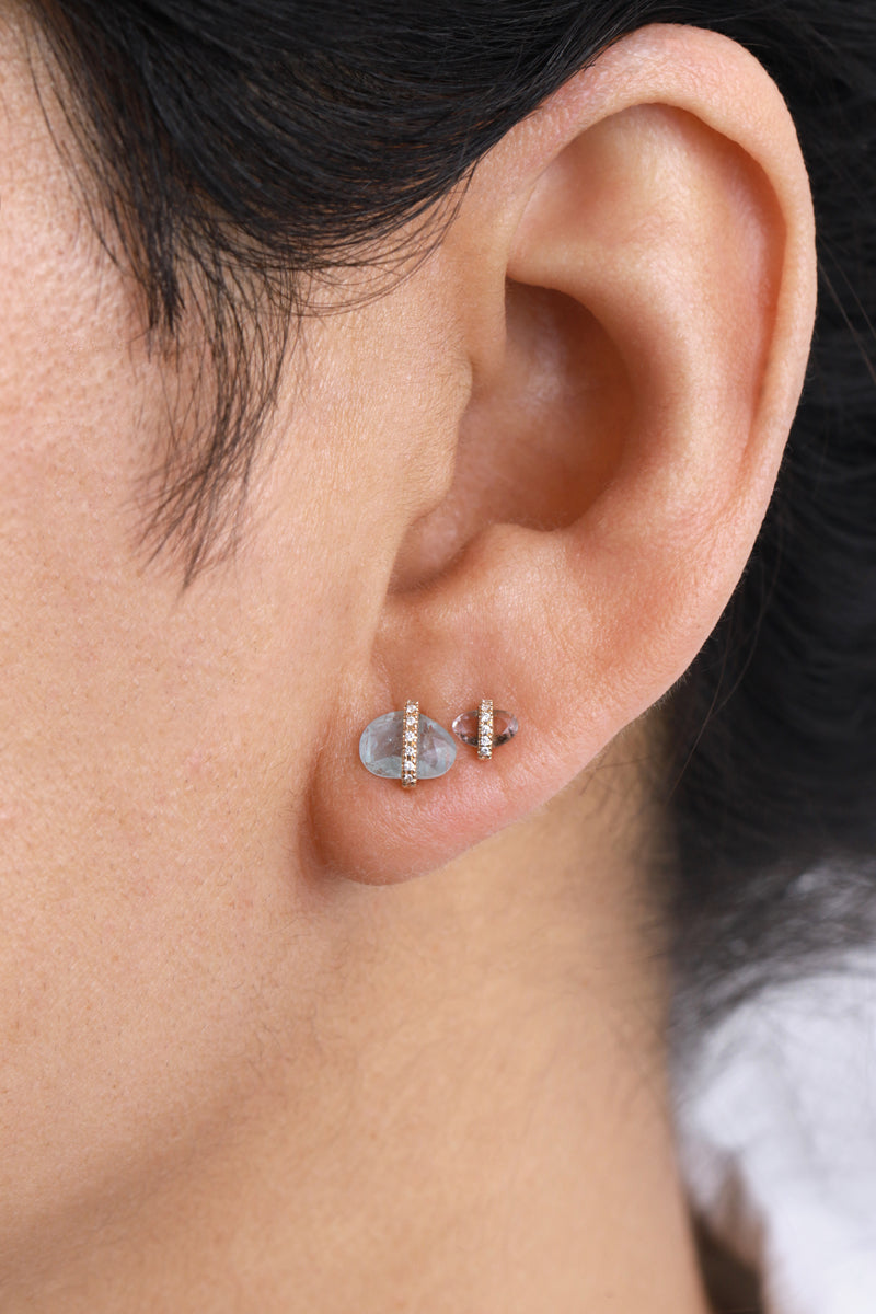 Small Micropave Bezel Wrapped freeform Stud Earrings Earrings 756A9641