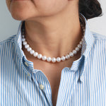 Pearl Cord Necklace with Diamond Bezel Wrap Detail Necklaces 756A9774