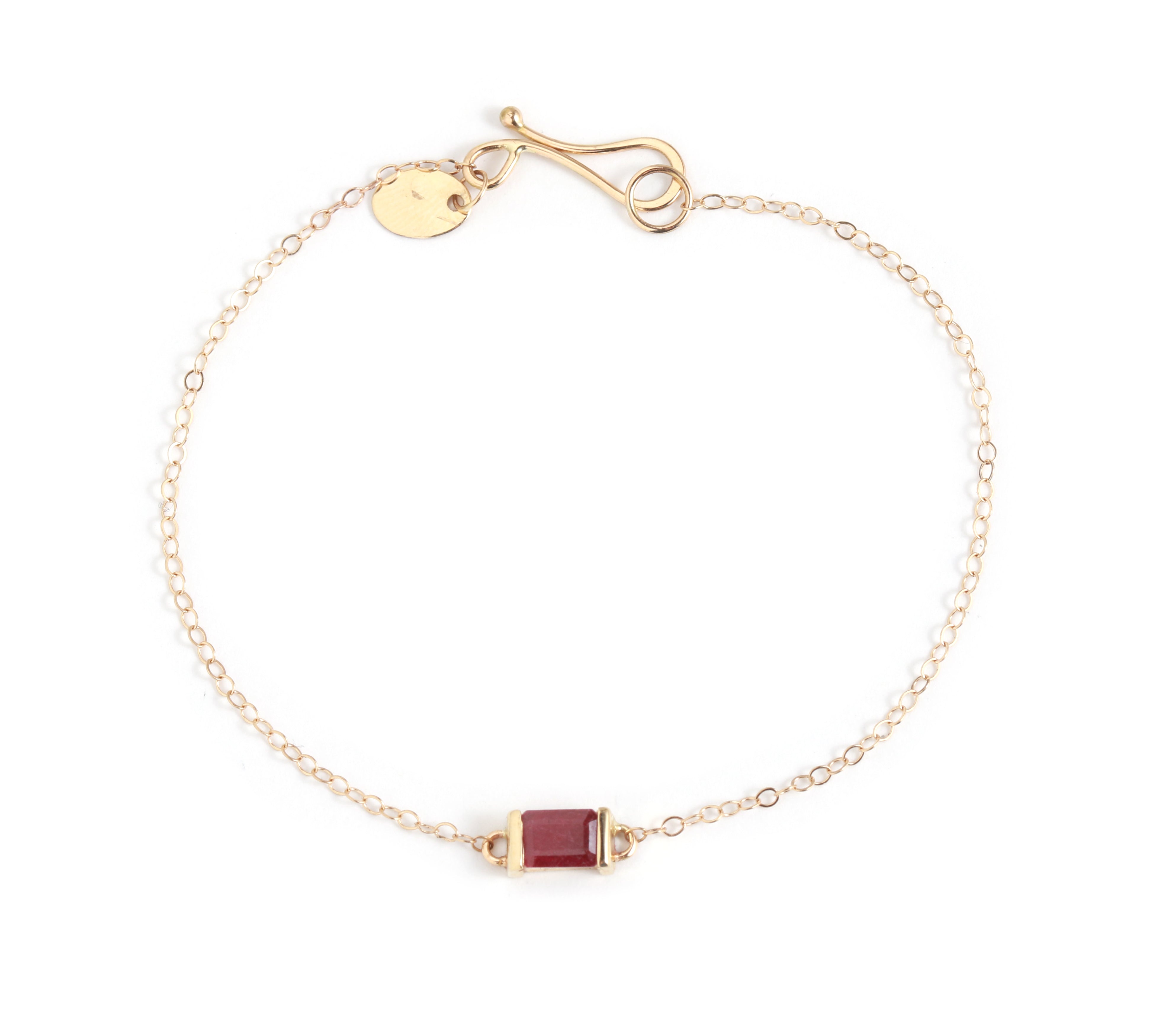 Bar Baguette Ruby Chain Bracelet Bracelets B946R