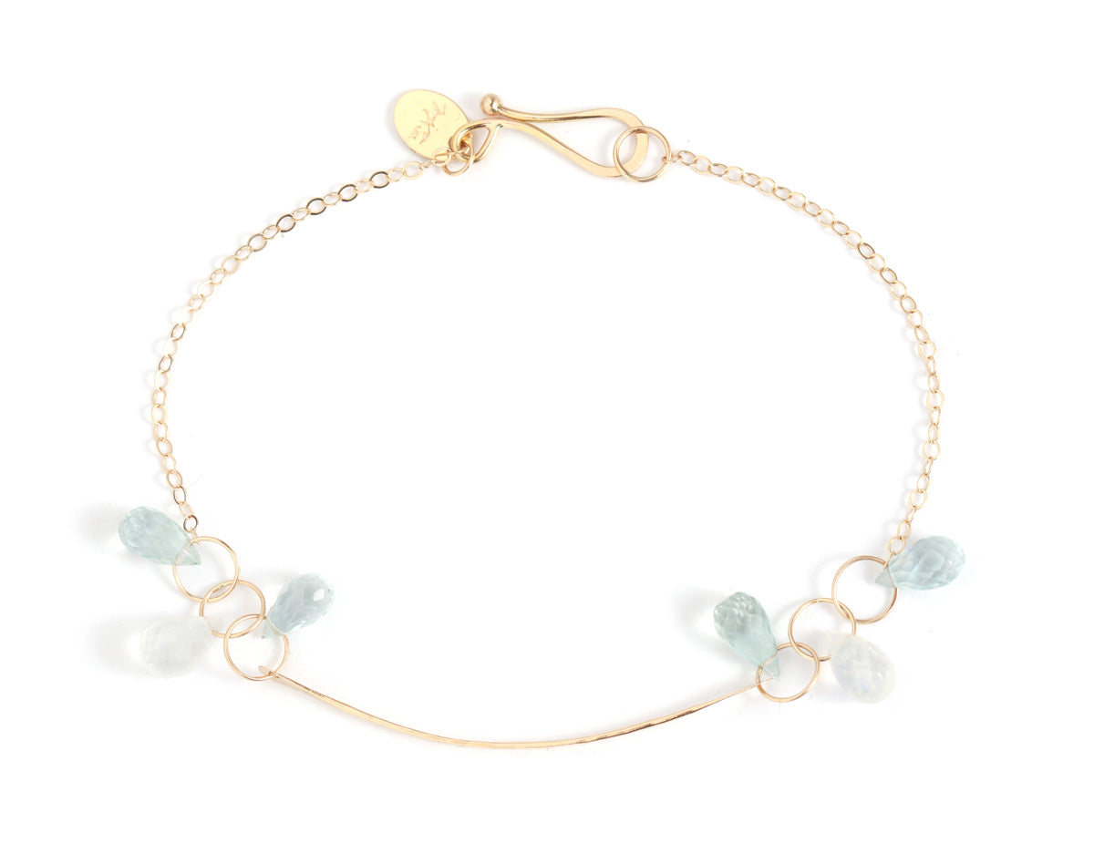 Aquamarine and Moonstone Bone Chain Bracelet Bracelets B951