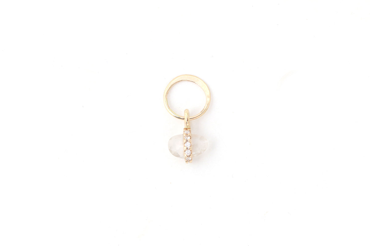 Diamond Wrapped Tiny Freeform Rainbow Moonstone Charm Charm C137RMS