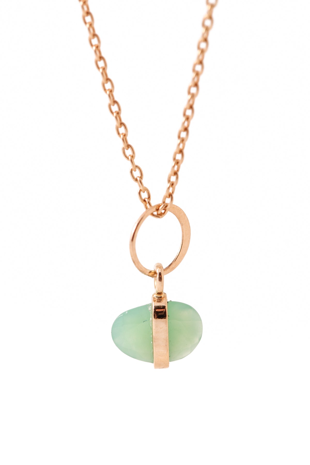 Small Freefrom Bezel Wrapped Chrysoprase Charm Charm C138GCH