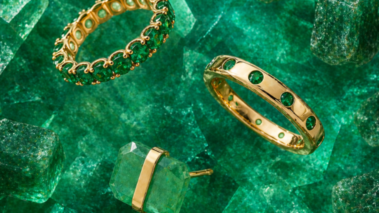 Emerald Jewelry on raw emerald