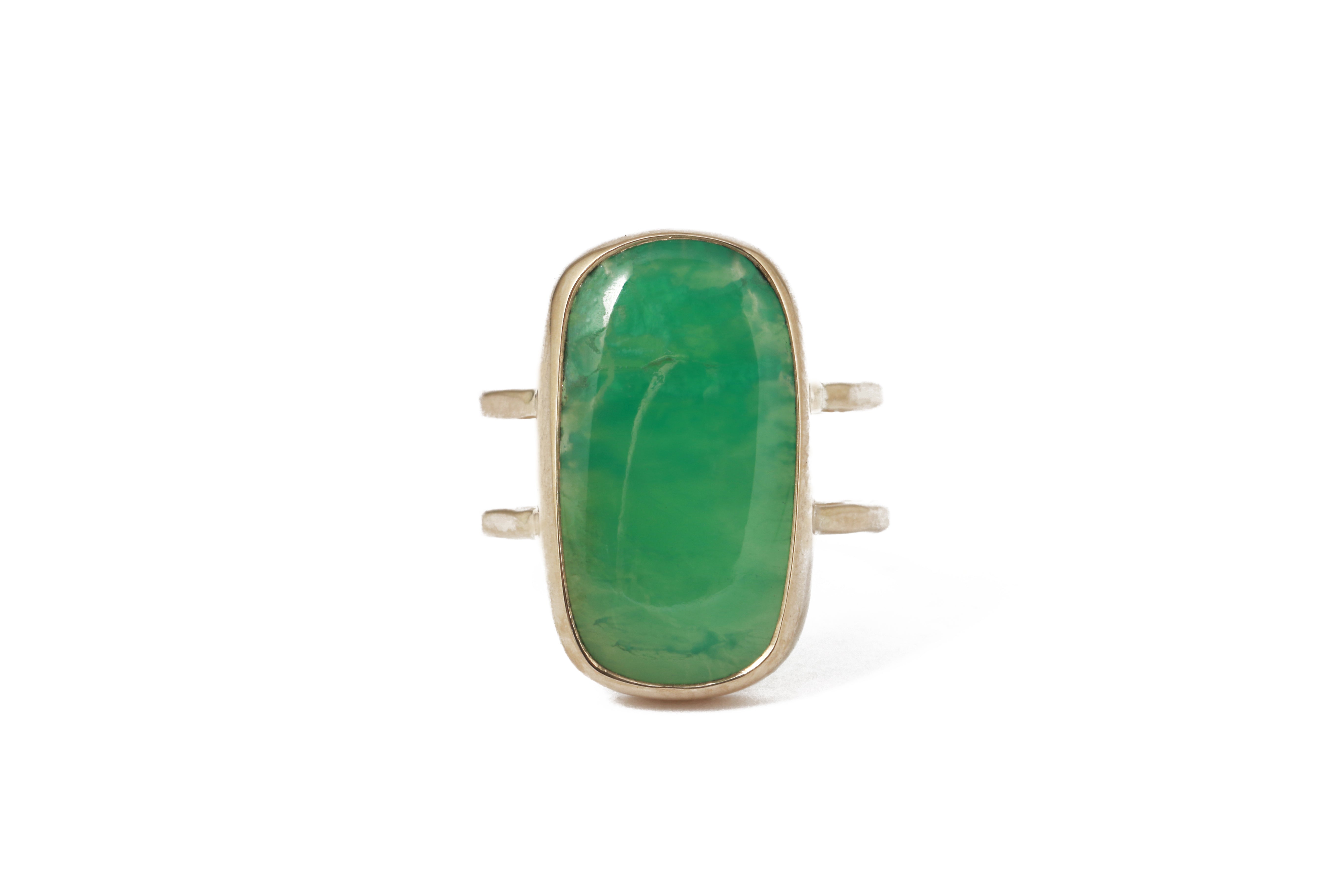 Double Band Chrysoprase Ring BFCM Stock Ring Chrysoprase