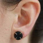 Black Druzy Agate Studs Earrings E1537-2