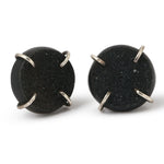 Black Druzy Agate Studs Sterling Silver Earrings E1537-3