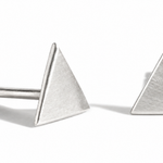 Solid Triangle Stud Earrings Silver Pair EARRINGS E2005