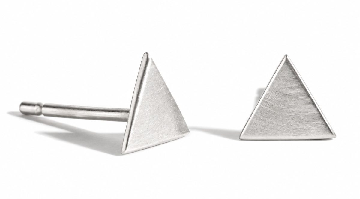 Solid Triangle Stud Earrings Silver Pair EARRINGS E2005
