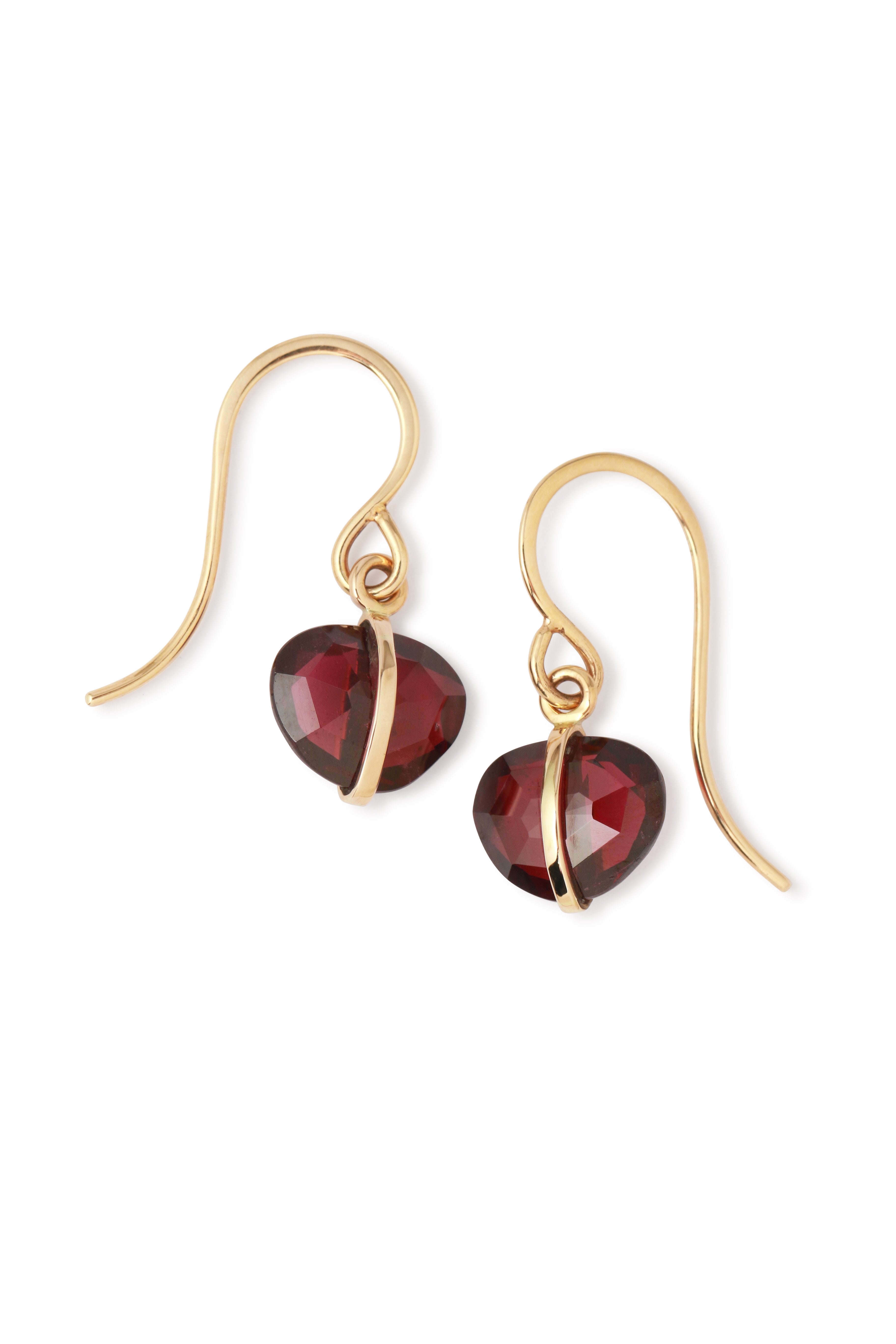 Bezel Wrapped Garnet Drop Earrings Earrings E2674GAR