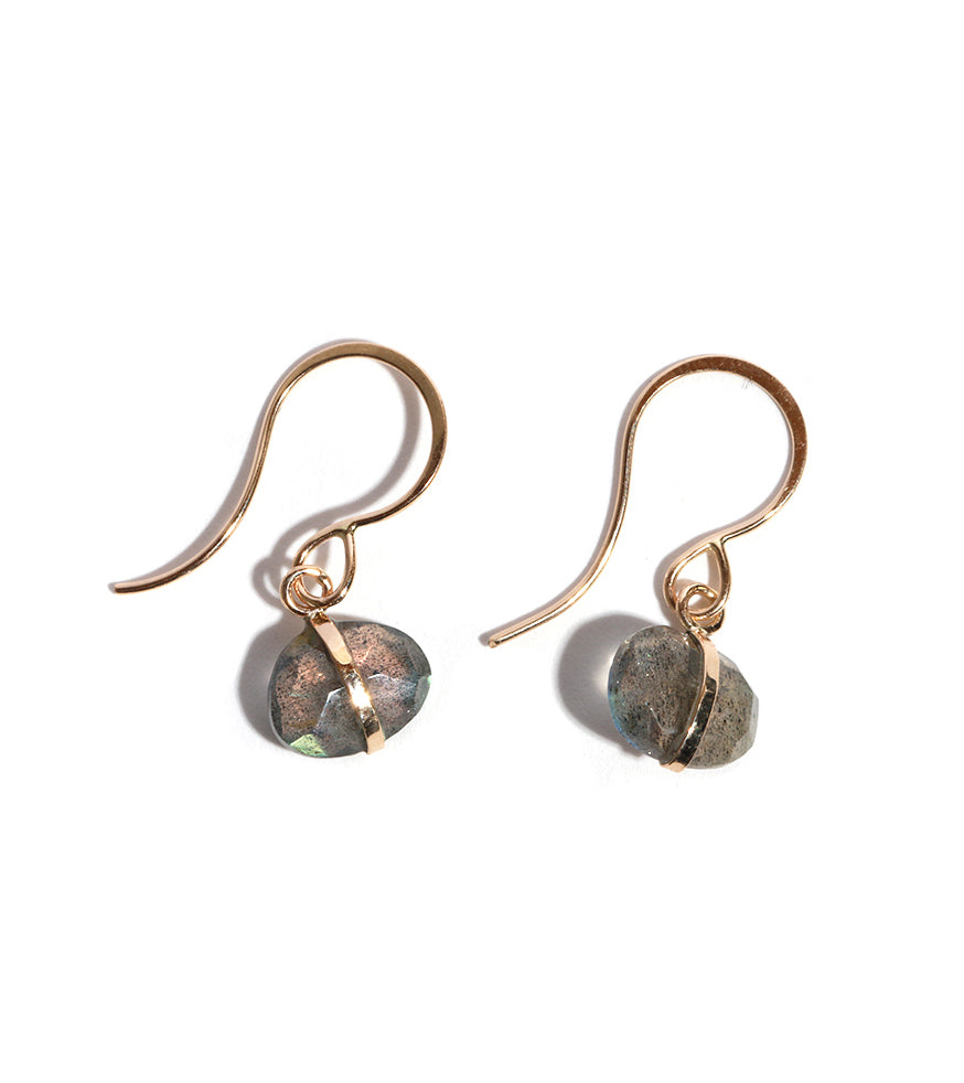 Bezel Wrapped Labradorite Drop Earrings Earrings E2674LAB