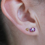 Bezel Wrapped Amethyst Stud (half pair) Earrings E3111AM-and-LE2801g-onmod