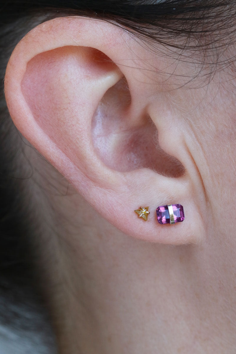 Bezel Wrapped Amethyst Stud (half pair) Earrings E3111AM-and-LE2801g-onmod