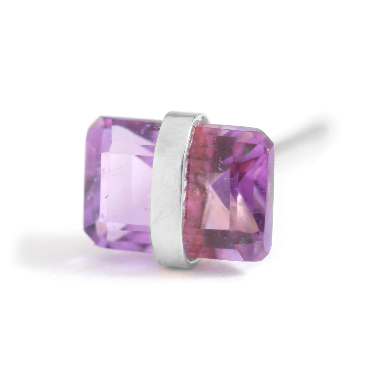 Bezel Wrapped Baguette Stud (half pair)