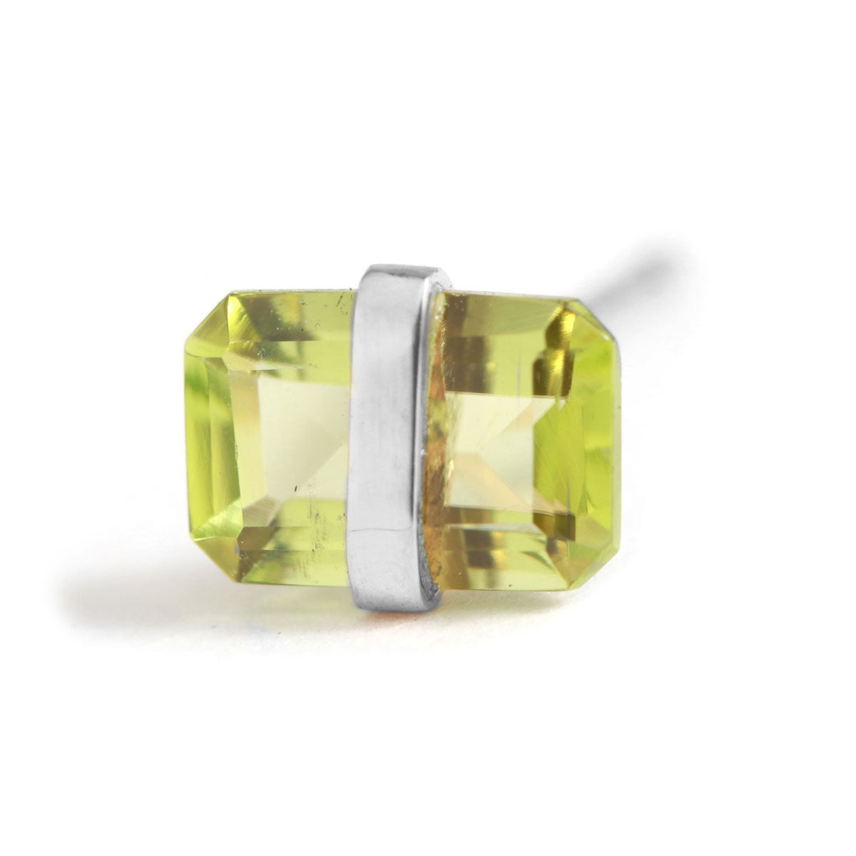 Bezel wrapped peridot stud- half pair Earrings E3111PDs