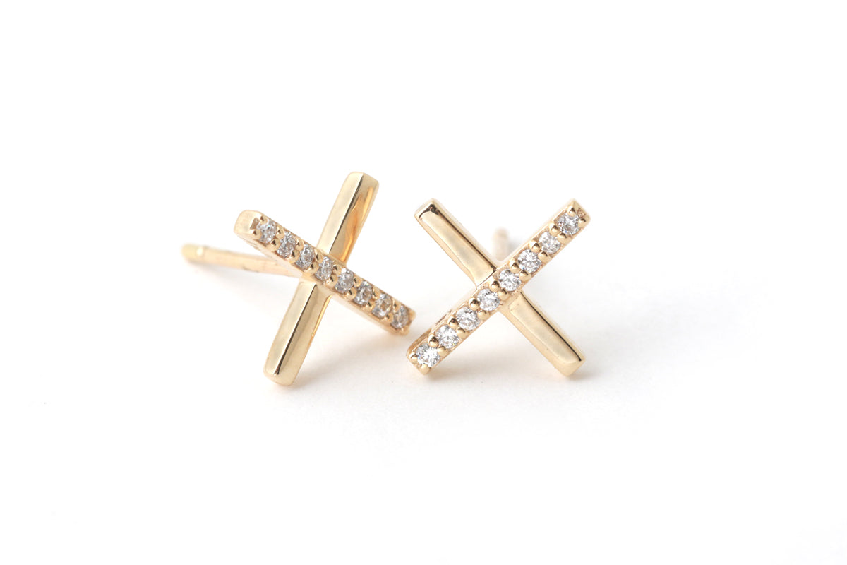 Adina Reyter 14K Yellow Gold Pavé Diamond Tiny X Stud Earrings |  Bloomingdale's