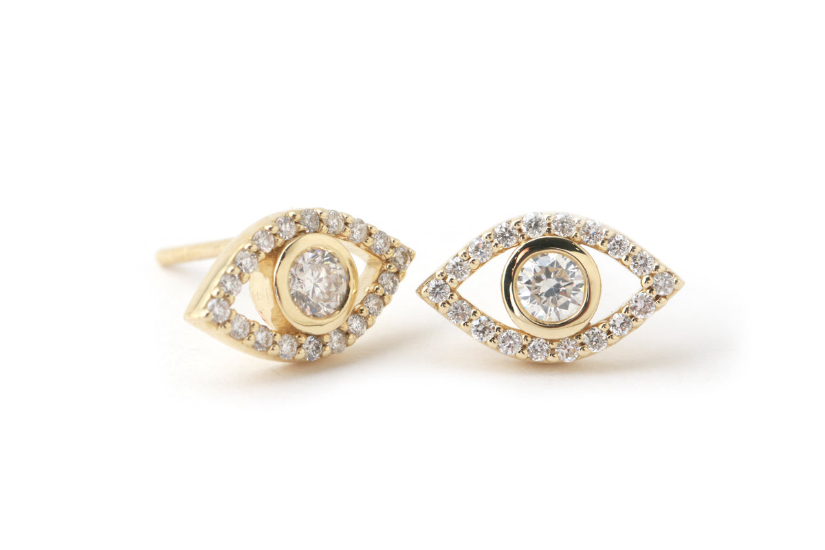 White Diamond Open Eye Stud Earrings Earrings E3157WHT