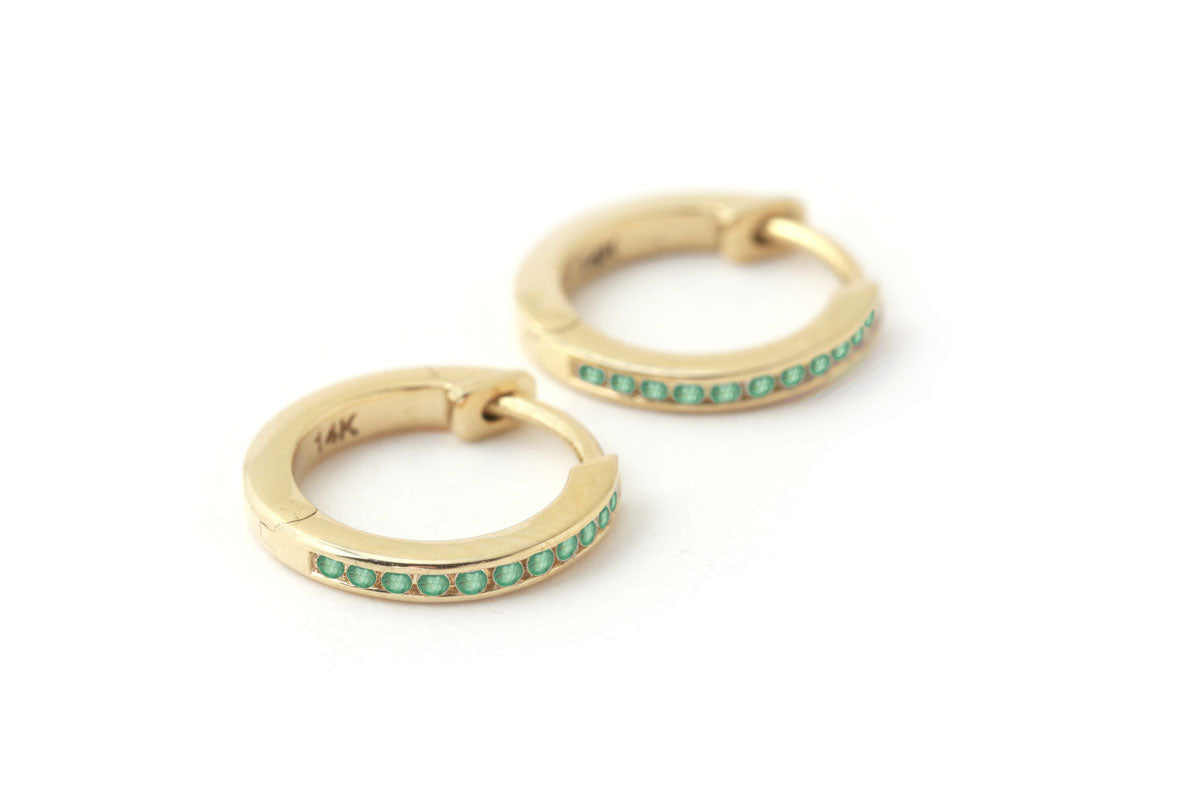 Channel Set Emerald Hoop Earrings Earrings E3162EM