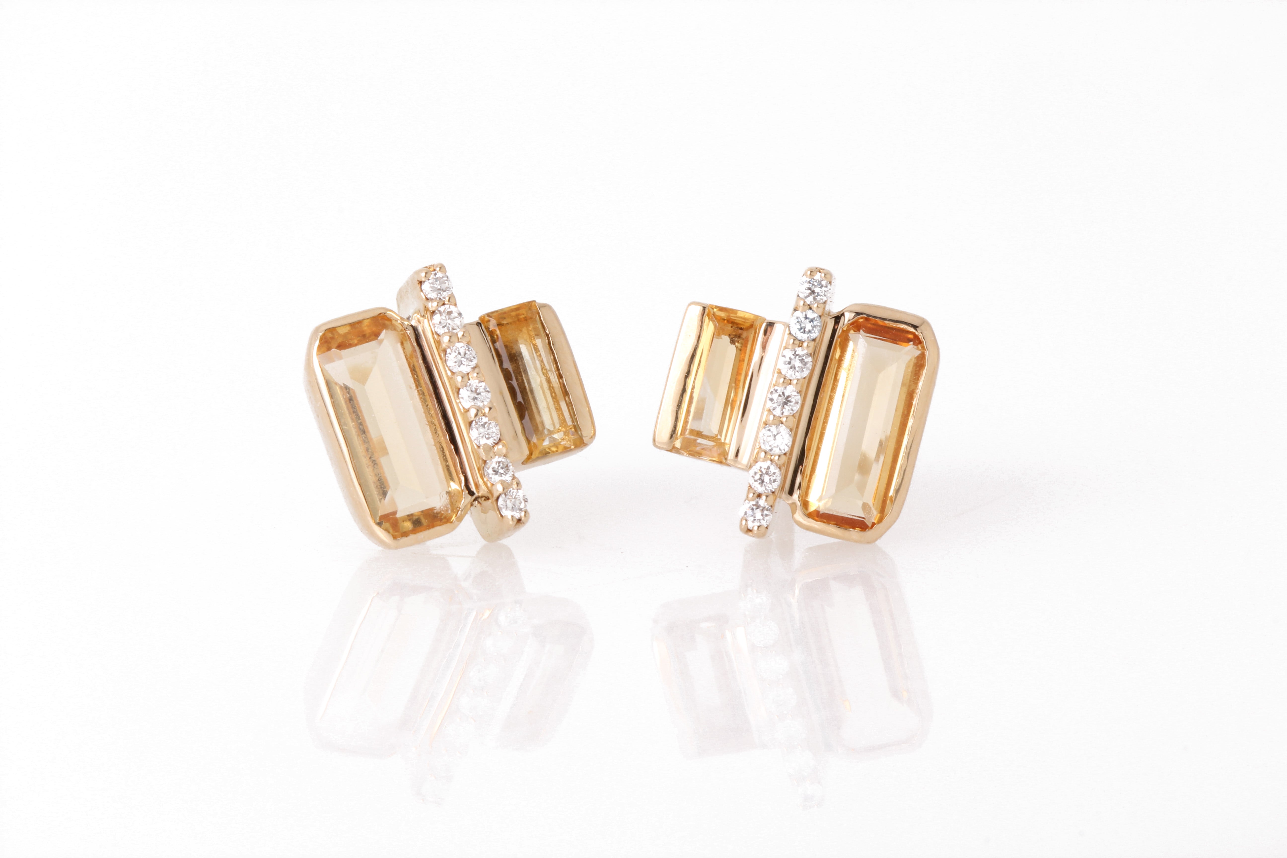 Cityscape Citrine and Diamond Tower Stud Earrings Earrings E3164GCITcopy